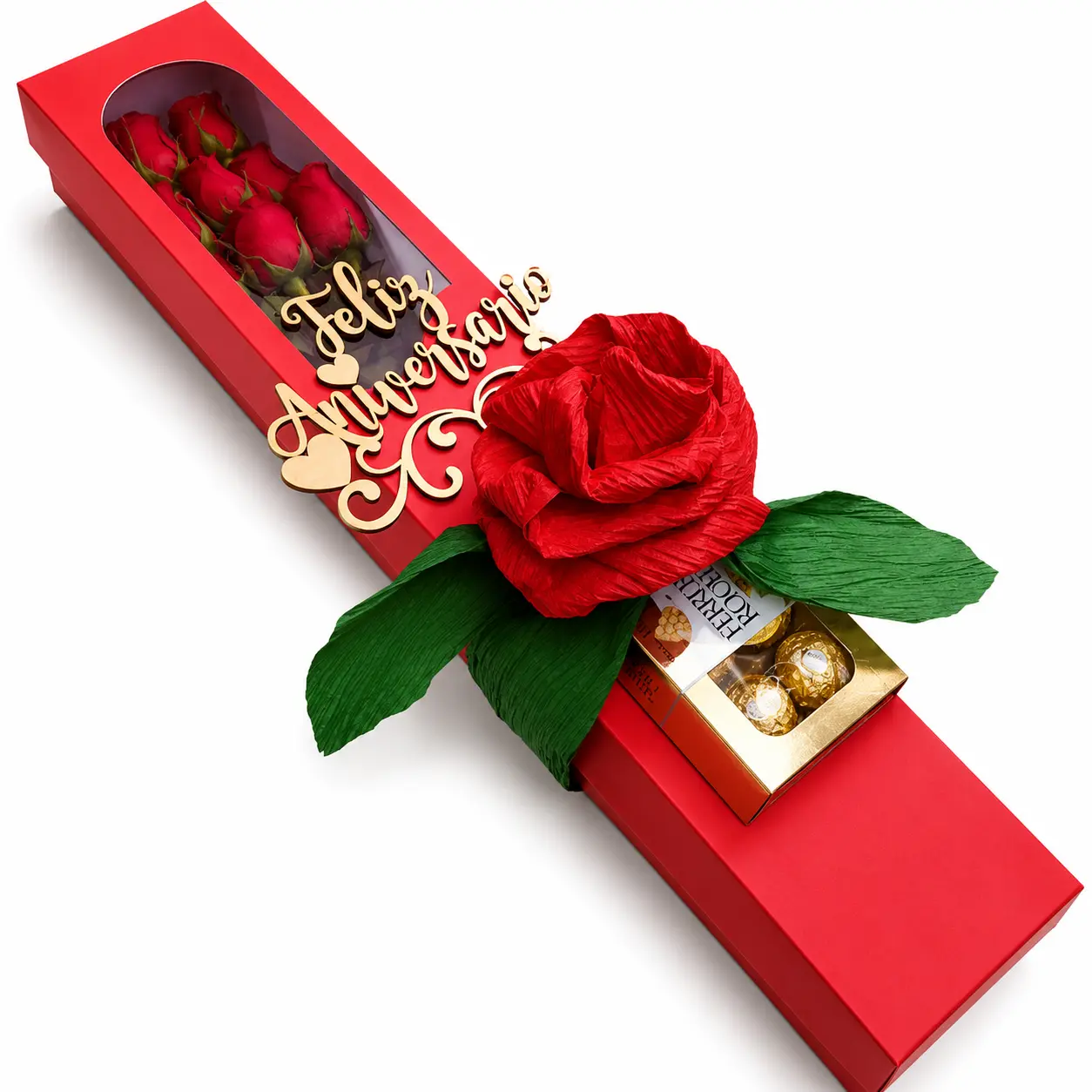 box de rosas rojas y bombones para regalo romántico delivery de flores en Lima